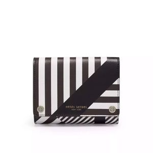 Henri Bendel Bowery Snap Mini Wallet Black White